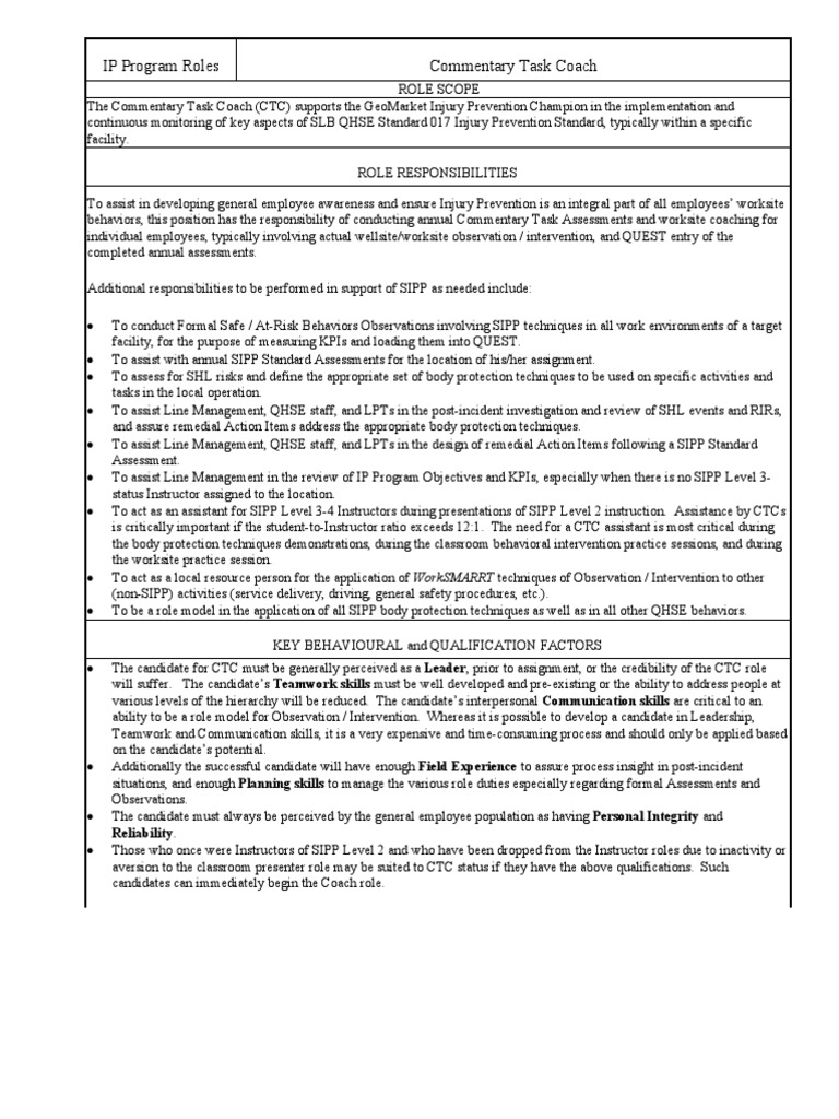 Commentary Task Coach Role Overview | PDF | Leadership | Performance ...
