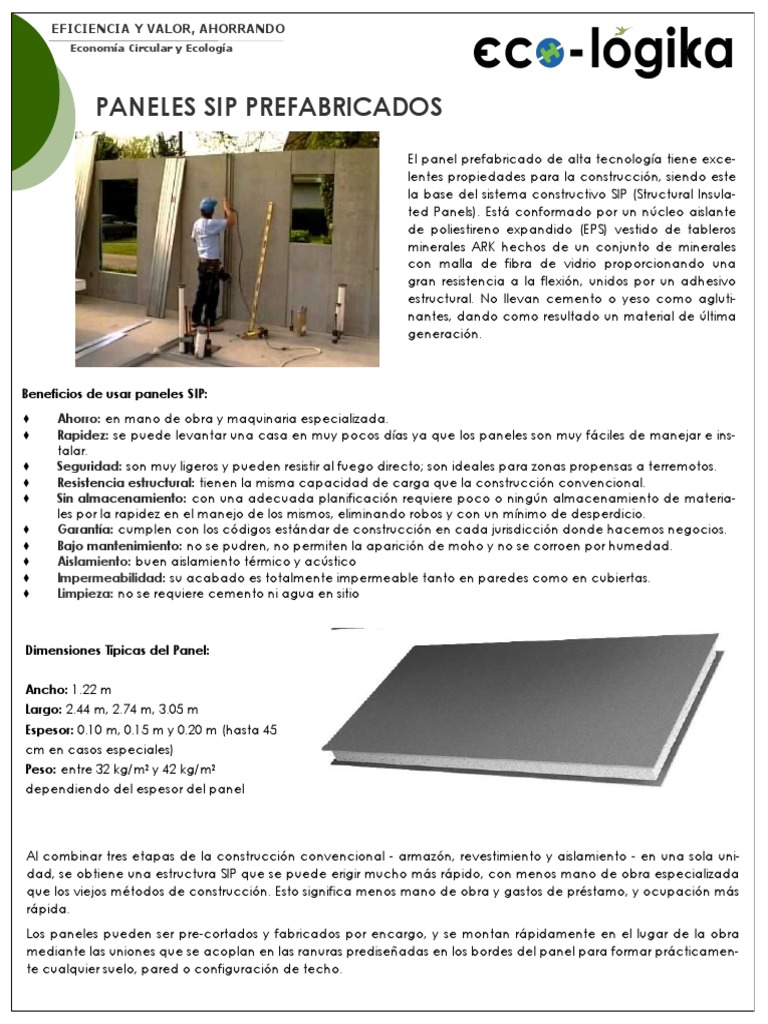 Ficha Tecnica Paneles SIP Prefabricados | PDF | Aislamiento térmico ...
