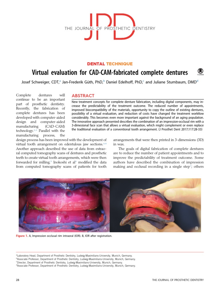 Virtual Evaluation For CAD-CAM-fabricated Complete Dentures | PDF ...