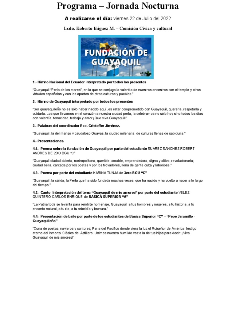 Programa para El 25 de Julio | PDF