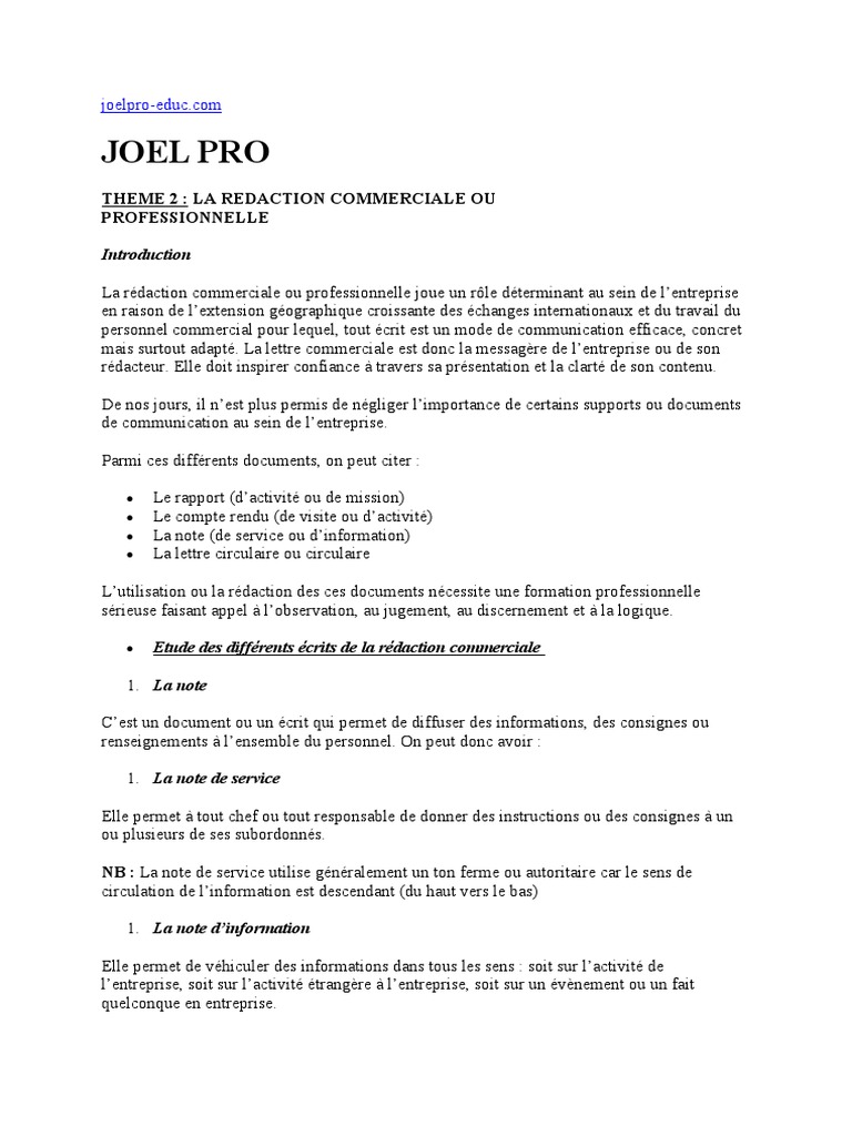 Rédaction Commerciale : Guide Pratique | PDF | Informations