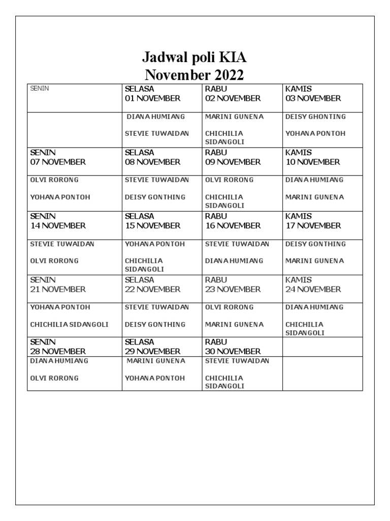 Jadwal Poli KIA | PDF