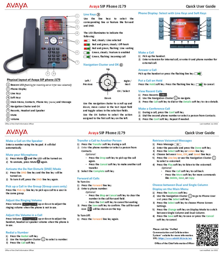 Avaya J179 Quick User Guide | PDF | Voicemail | Telephone