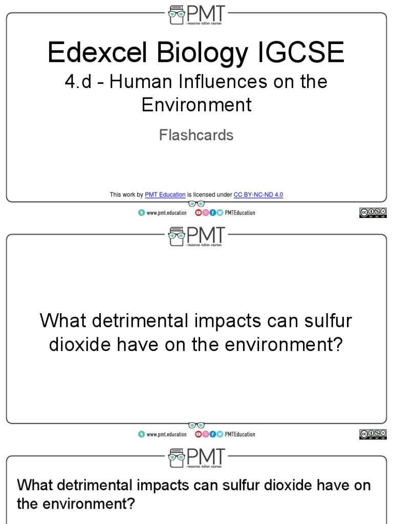 Flashcards 4d Human Influences On The Environment Edexcel Biology