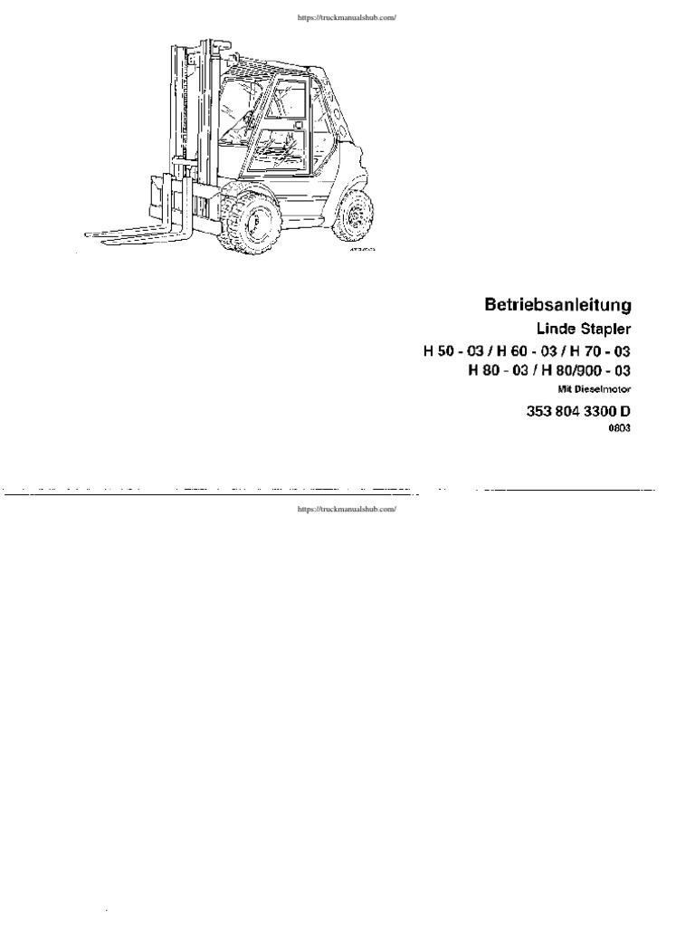 Linde Stapler H 50, H 60, H 70, H80 Operator Manual | PDF