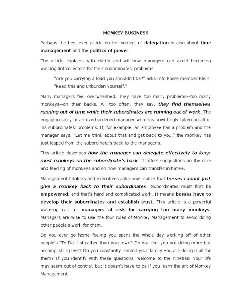 Effective Delegation & Monkey Management | PDF