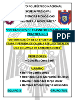 Determinación de La Eficiencia Global de Etapa y Pérdida de Calor A Reflujo Total en Una Columna de Barboteadores