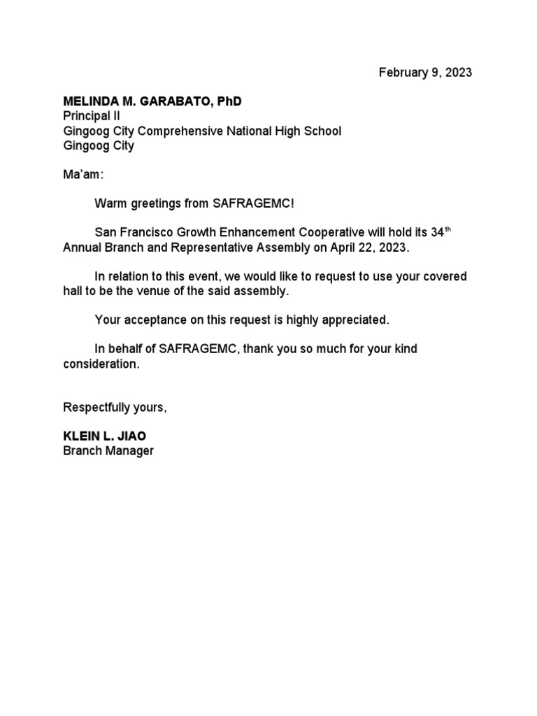 Request Letter Venue PDF