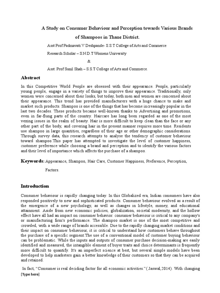Consumer Behavior in Shampoo Choices | PDF | Consumer Behaviour | Behavior