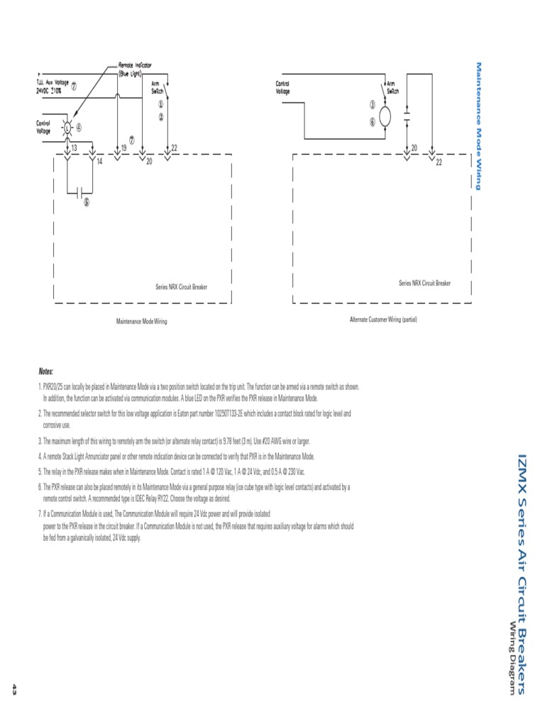 Maintenance Mode Wiring Diagram and Notes for Series NRX Circuit