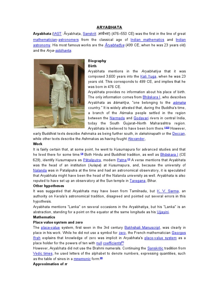 Aryabhata: Pioneer of Indian Mathematics | PDF | Arithmetic ...