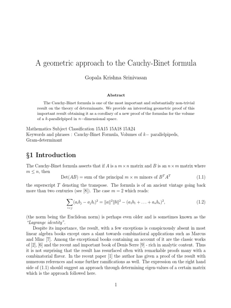 Cauchy binet pdf eigenvalues and eigenvectors matrix mathematics 
