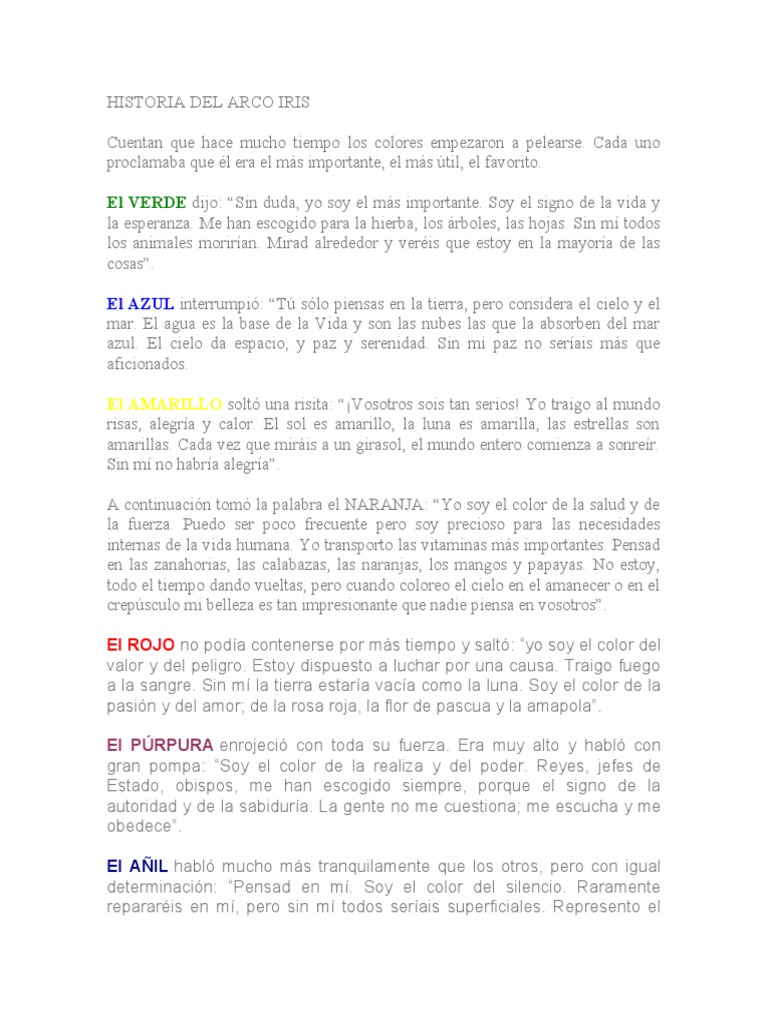 La historia del arco iris y sus colores | PDF | Cielo | Color