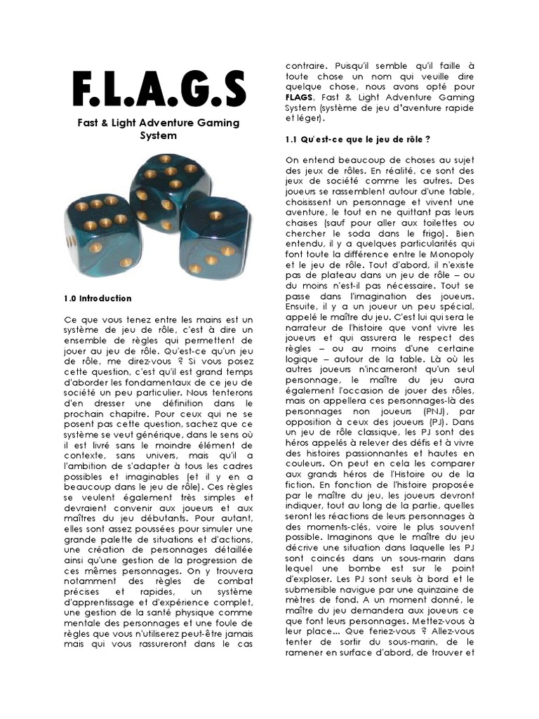 Système de jeu de rôle FLAGS explicatif | PDF