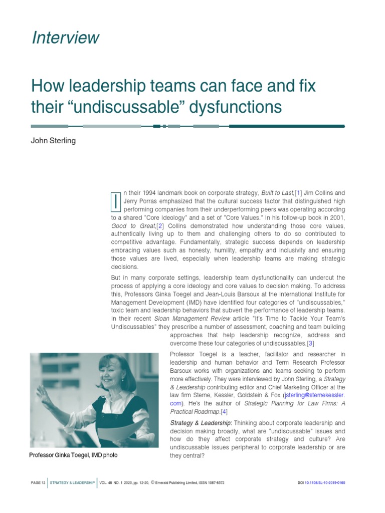 How Leadership Teams Can Face and Fix Their Undiscussable Dysfunctions