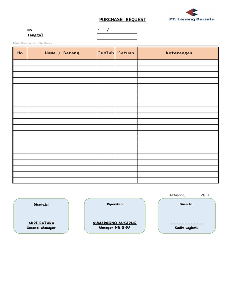 Contoh Form Logistik Pdf