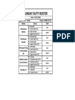 Sunday Duty Roster - 05.03.2023