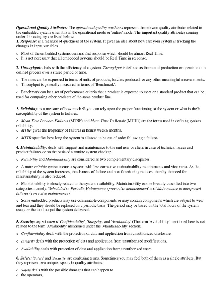 Operational Quality Attributes: The Operational Quality Attributes ...