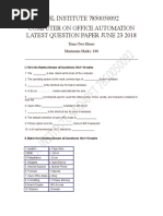 OFFICE AUTOMATION QUESTION June 2018