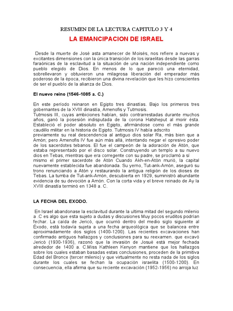 Resumen de La Lectura Capitulo 2 y 3 | PDF | Moisés | Libro del éxodo