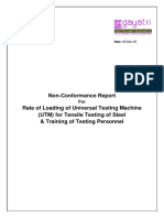 Non-Conformity Report For Rate of Loading of UTM