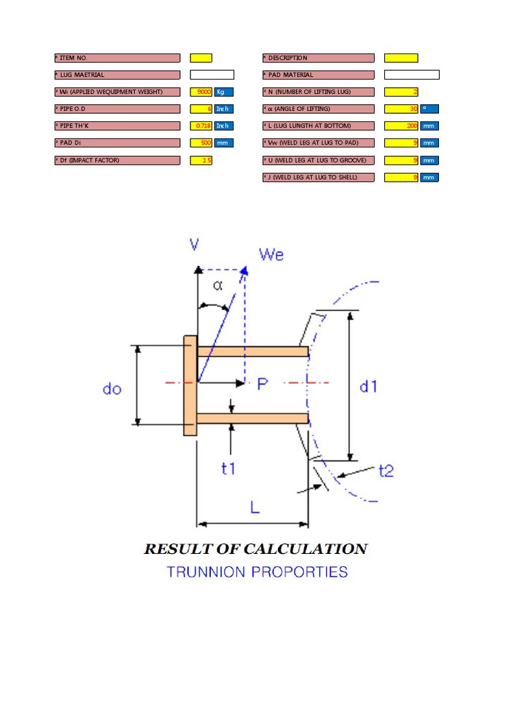 ༒ Trunnion Lifting Lug | PDF | Stress (Mechanics) | Bending