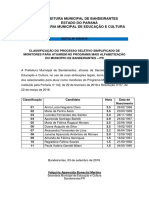Prefeitura Municipal de Bandeirantes Estado Do Paraná Secretaria Municipal de Educação E Cultura