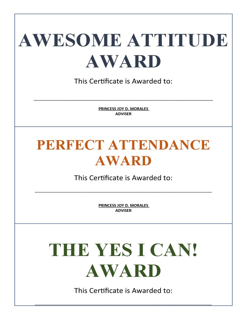 Awesome Attitude Award | PDF