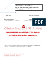 Regulament de Organizare Și Funcționare S.C. Clinica Medicală Sf. Andrei S.R.L