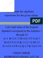 Evaluating Algebraic Expression