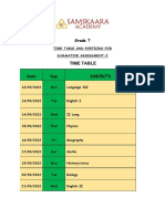 Time Table &portions (Grade 7)