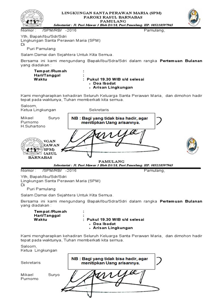 Format Undangan Bulanan | PDF