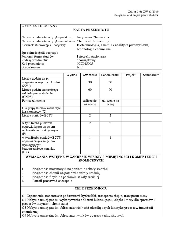 In Ynieria Chemiczna W I Lab PL PDF