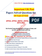 Very Important GK Past Papers Solved Questions For All Types of Tests