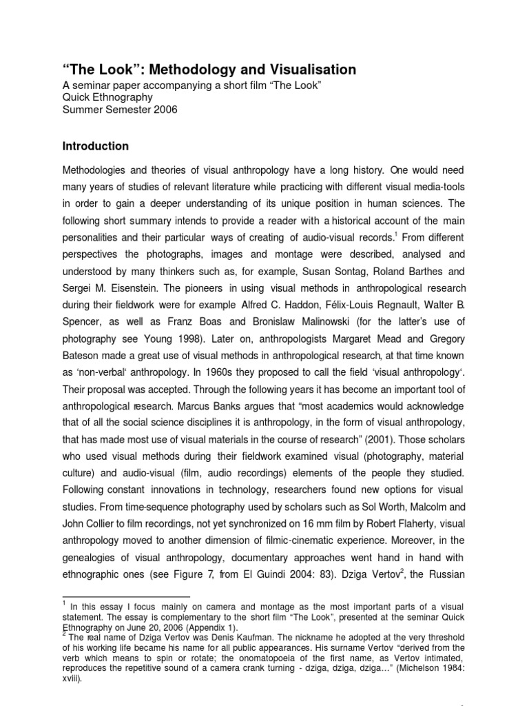 Audio Visual Method PDF Anthropology Ethnography