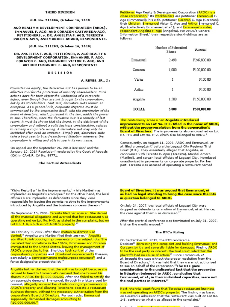 ARGO PDF Lawsuit Corporations
