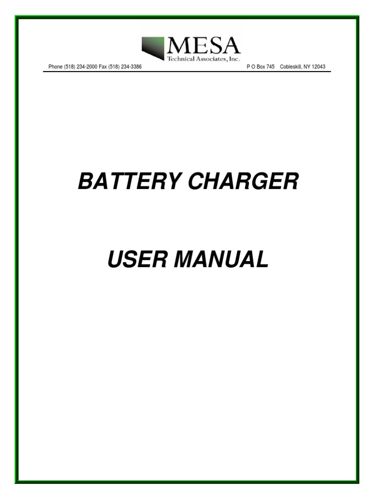 Battery Charger User Manual M103 Rev. 17 | PDF | Rectifier | Battery ...