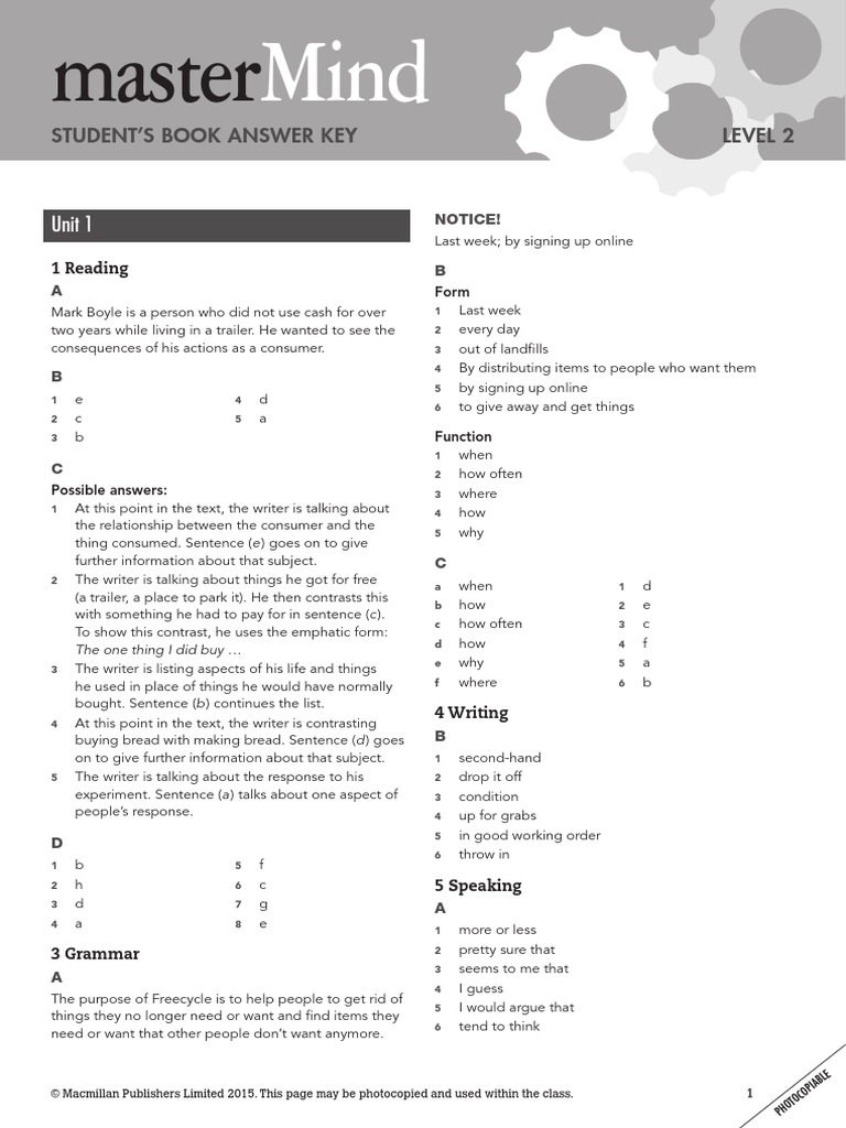 MM 2 - Students Book Unit 1 Answers | PDF | Linguistics | Communication