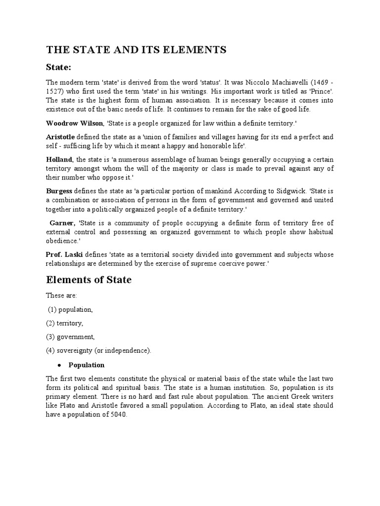 The State and Its Elements | PDF | Sovereignty | State (Polity)