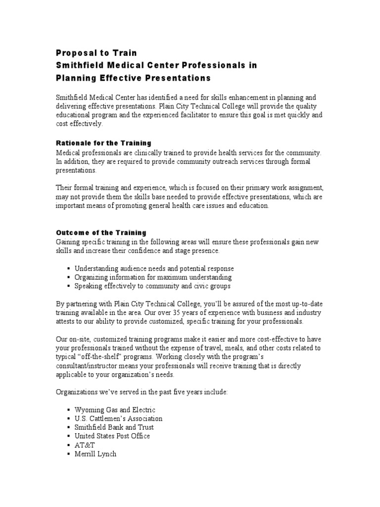 Basic medical training proposal pdf learning communication