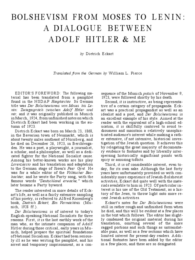(National Socialist World, Fall 1966) ECKART, Dietrich - Bolshevism ...