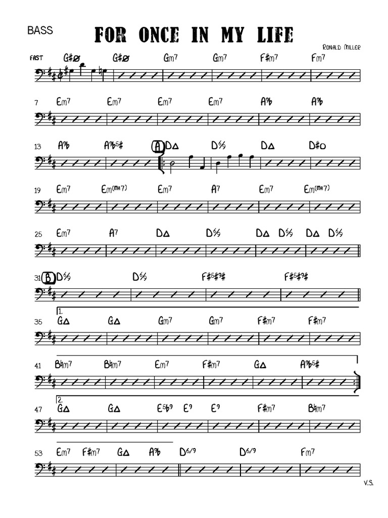 8 For Once My Life Bass PDF