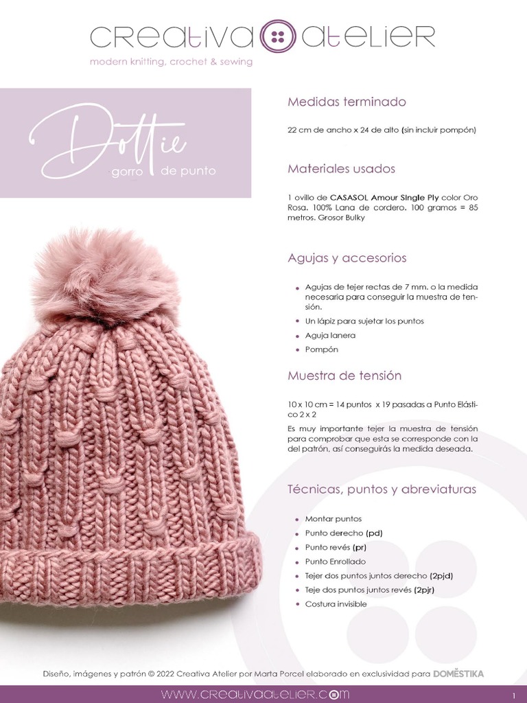 Patrón Gorro Dottie - Marta Porcel | PDF