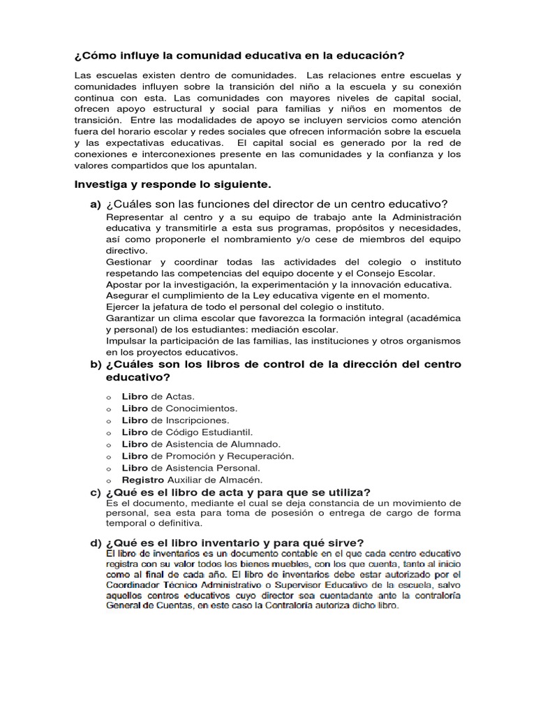Cómo Influye La Comunidad Educativa en La Educación | PDF