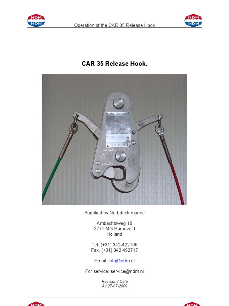 CAR 35 Release Hook Operation Manual | PDF | Transport