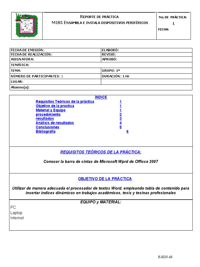 Formato de Práctica | PDF | Microsoft Word | Desarrollo de software