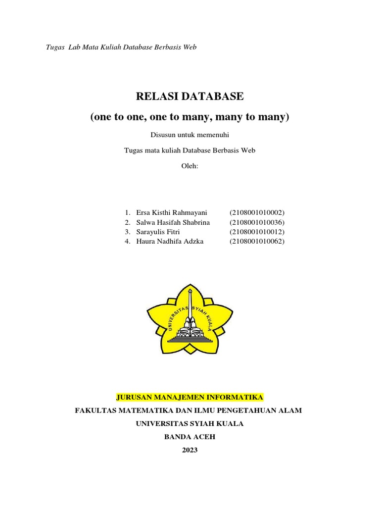 Relasi Database untuk Tugas Web DB | PDF | Sains & Matematika | Komputer