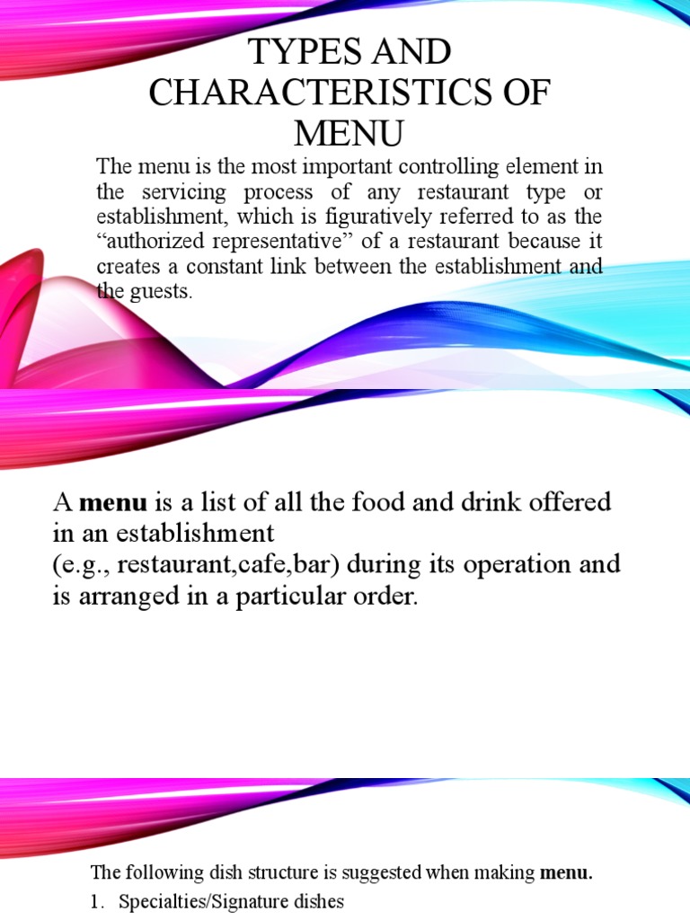 Types and Characteristics of Menu Grade 9 and 10 Download Free PDF Menu Alcoholic Beverages