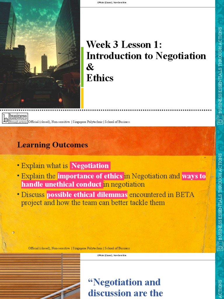 Negotiation & Ethics Essentials | PDF | Negotiation | Business