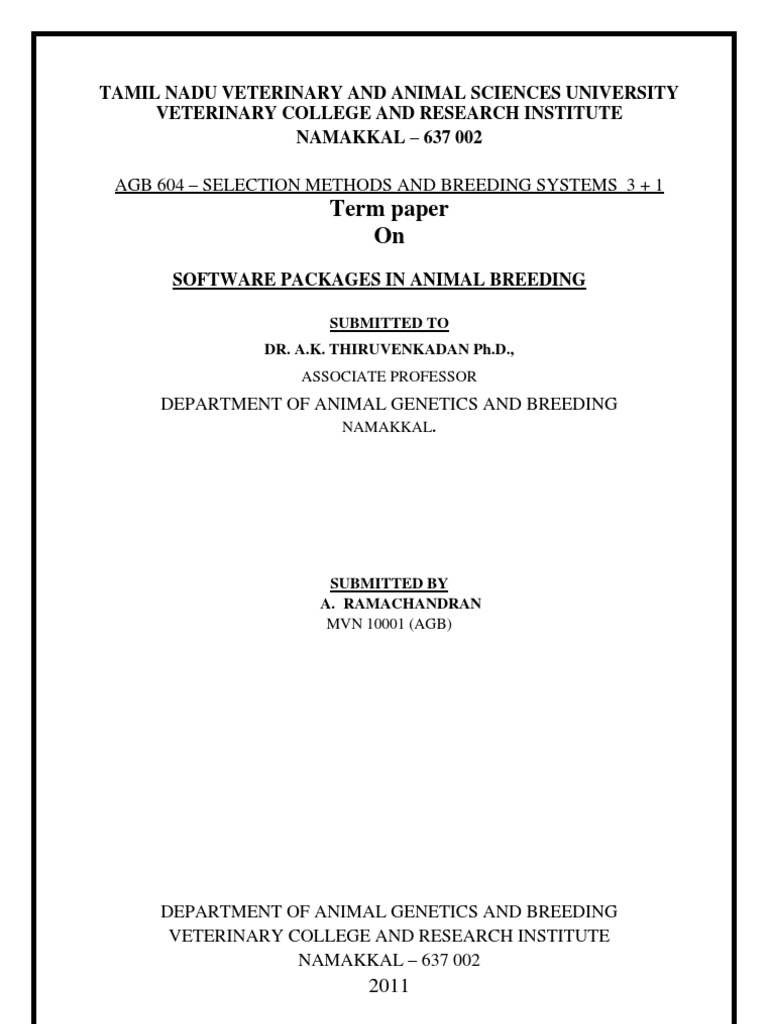 Software Package in Animal Breeding | PDF | Usability | C (Programming ...